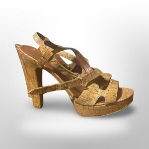 Ralph Lauren Cork Platform Heels Strappy Slingback Wedges Women's‎